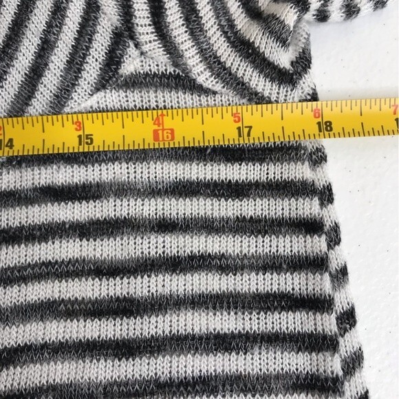 Copper Key Long Black White Stripe Duster Open Front Hooded Sweater Size Large - Picture 7 of 11